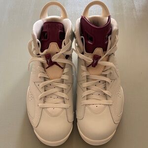 Jordan Athletic Shoes in Cream and Burgundy